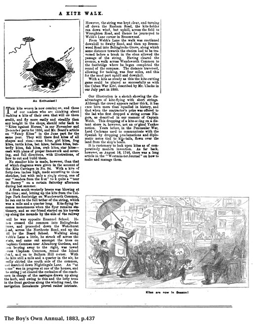 A Kite Walk, <i>Boy's Own Annual</i>, 1883, p.437