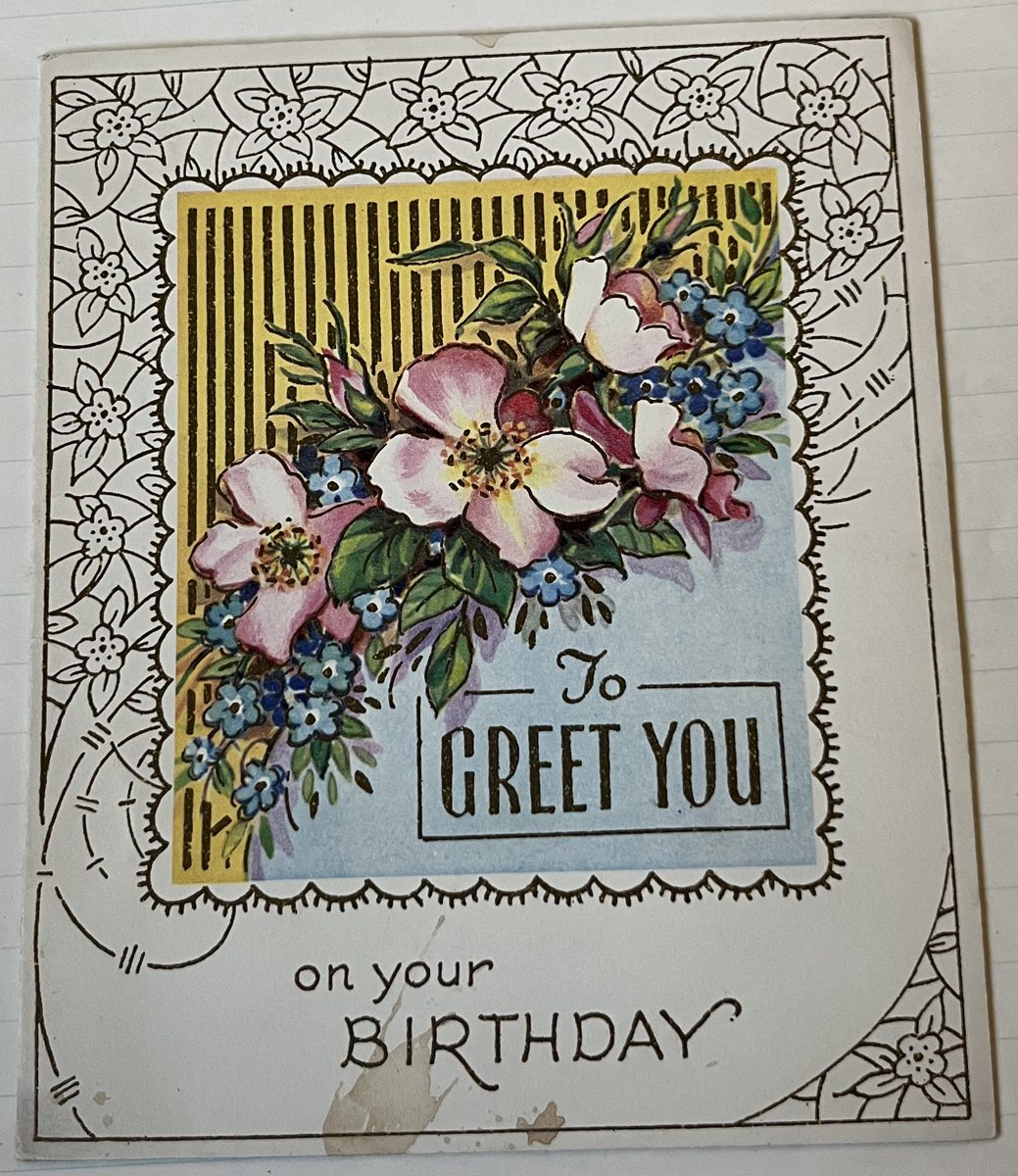 Birthday card from Stan to Muriel, 1957: To Greet You on your Birthday