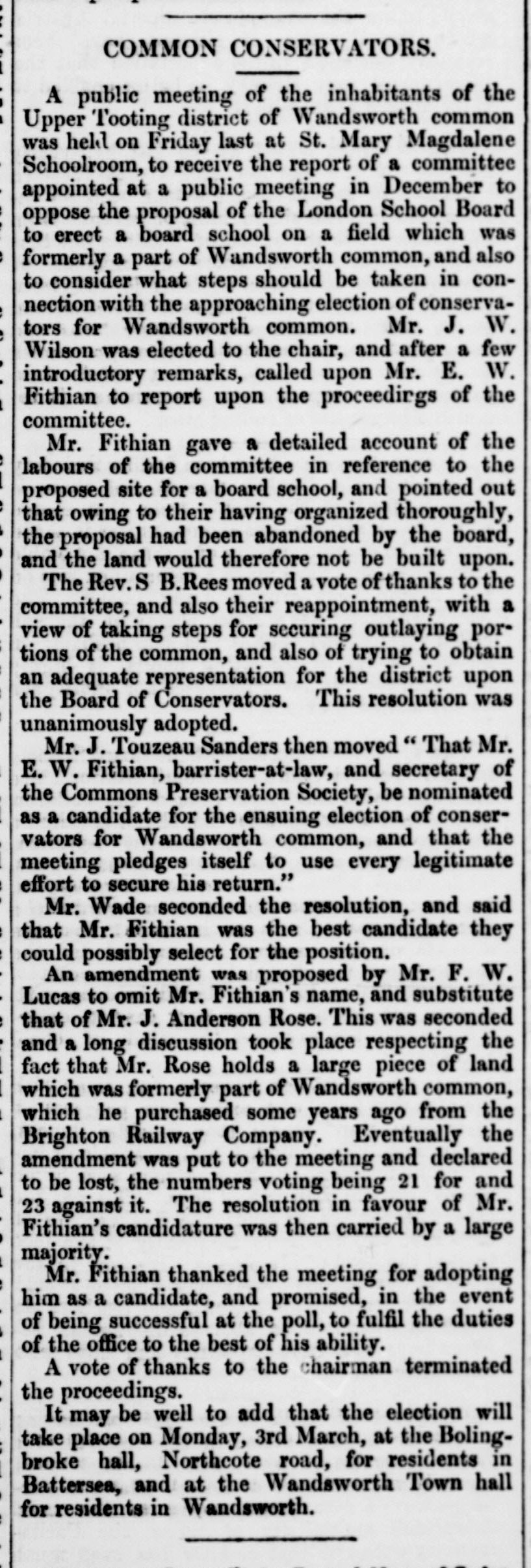 Common Conservators. Mid-Surrey Gazette, 23 February 1884