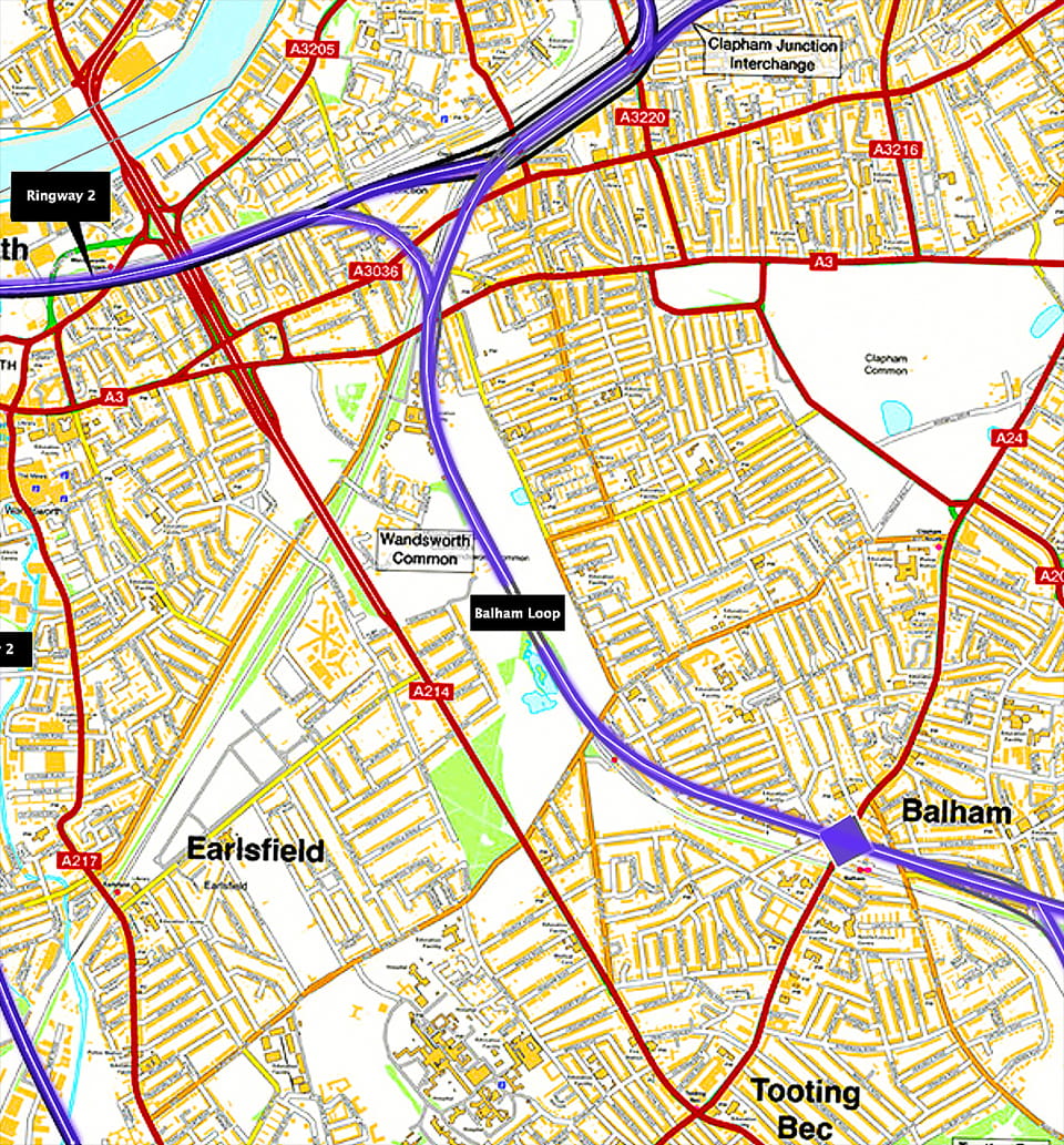The proposed Balham Loop road