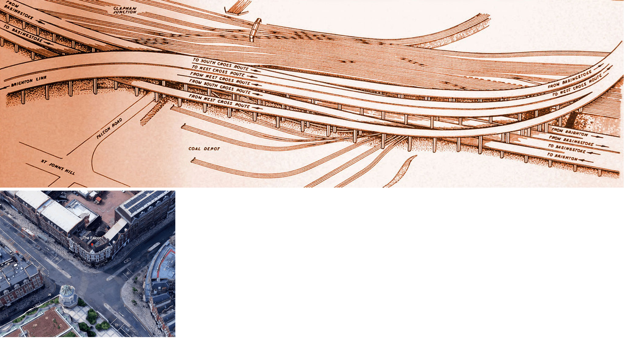 Artist's impression of braided roads and rail at Clapham Junction