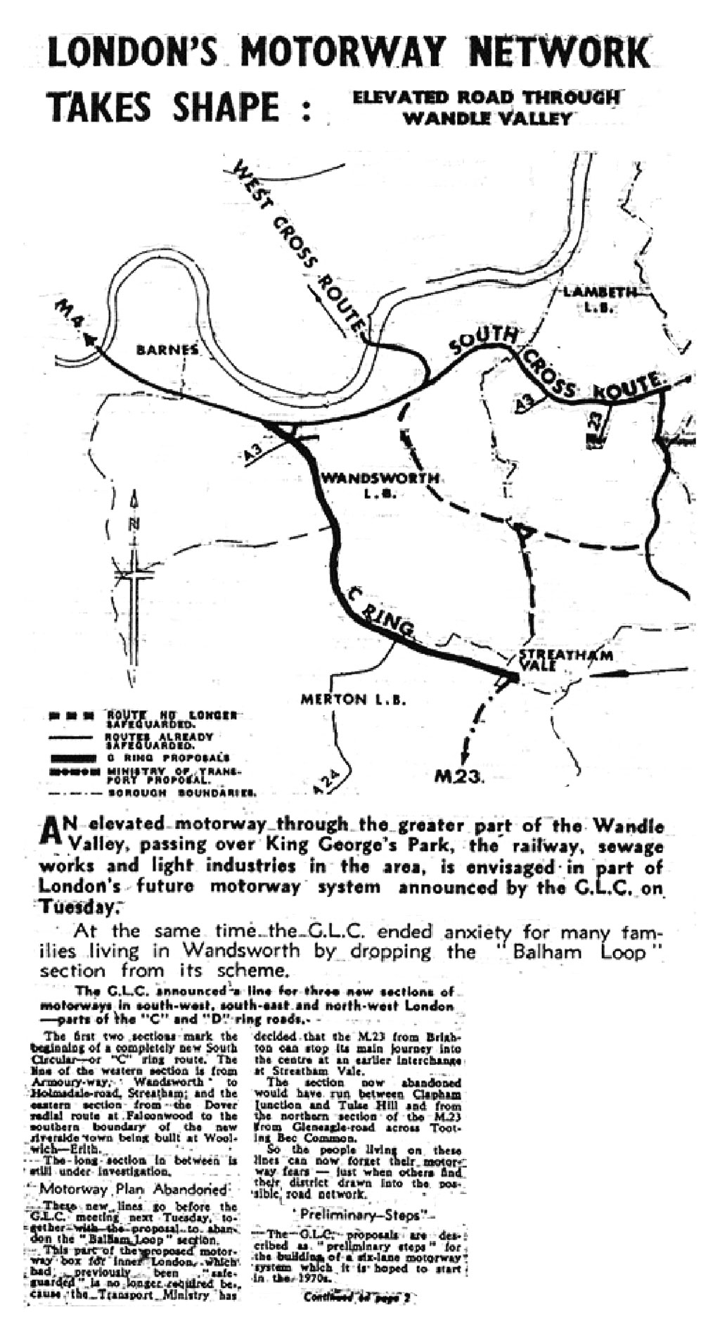 London's Motorway Network Takes Shape newspaper article