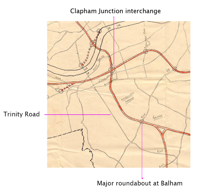LCC suggested motorway pattern pre-1963 detail