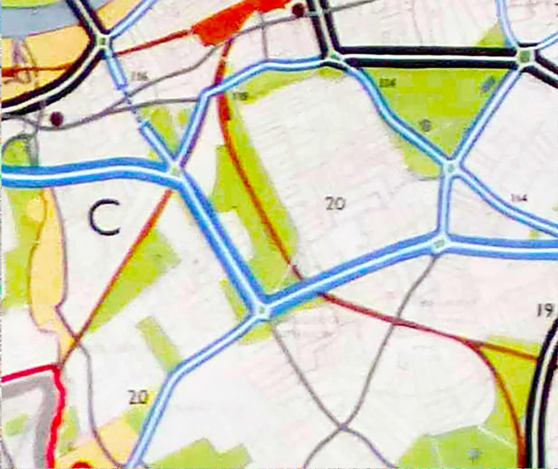 Abercrombie plan showing a proposed road network that was never built