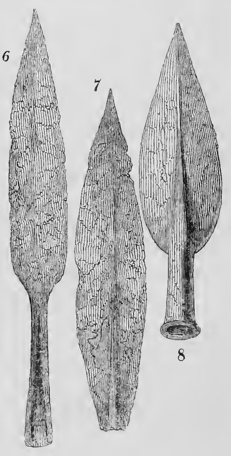 Spear heads from the Thames near Surbiton and from Wimbledon common (Brayley, Nos. 6 to 8)