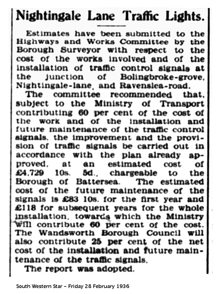 South Western Star cutting: Nightingale Lane Traffic Lights, 28 February 1936