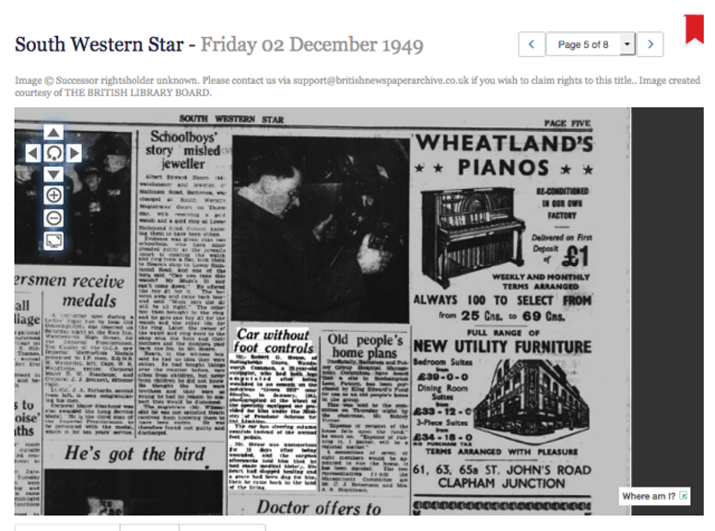 South Western Star, 2 December 1949: page with Car without foot controls