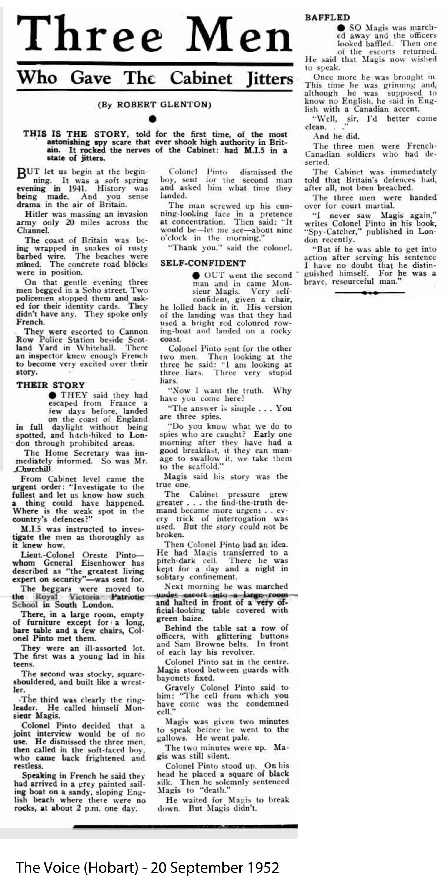 The Voice (Hobart), 20 September 1952: Three Men Who Gave The Cabinet Jitters