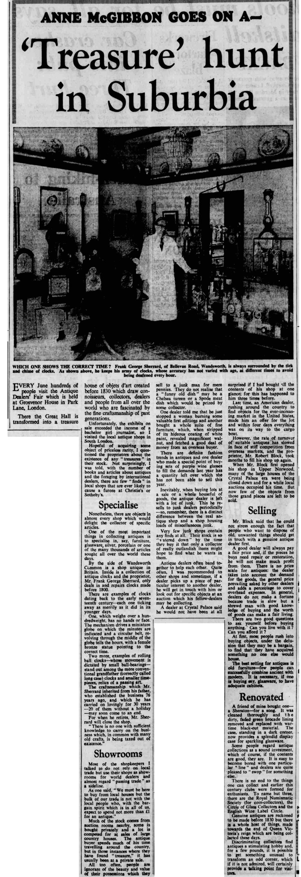 Streatham News cutting: Treasure hunt in Suburbia, 11 July 1958